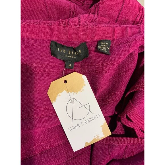 Ted Baker Fuchsia Purple Off The Shoulder Dilpree Knit Mini Dress, Size 4 / L - Picture 8 of 8